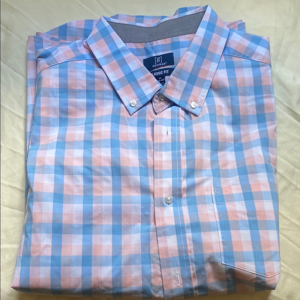 Brooks Brothers Blue and Pink Casual Button Down Shirt